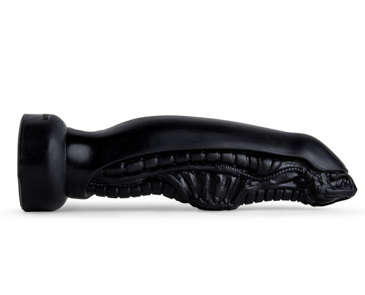 Unique black dildo designed like an alien for a cosmic experience.