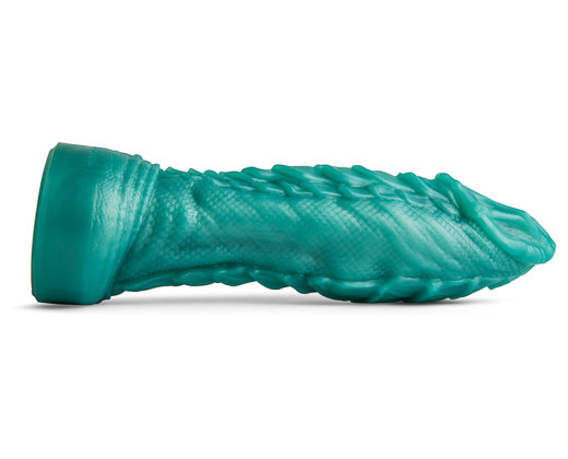 A green plastic dragon dildo.