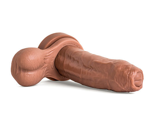 An impressive, brown dildo showcasing its majestic presence.