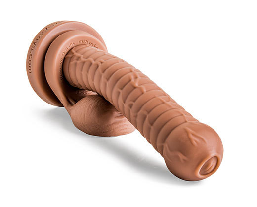 cyclops dildo boasts a single bulbous eye as its head, long, slender shaft is ribbed