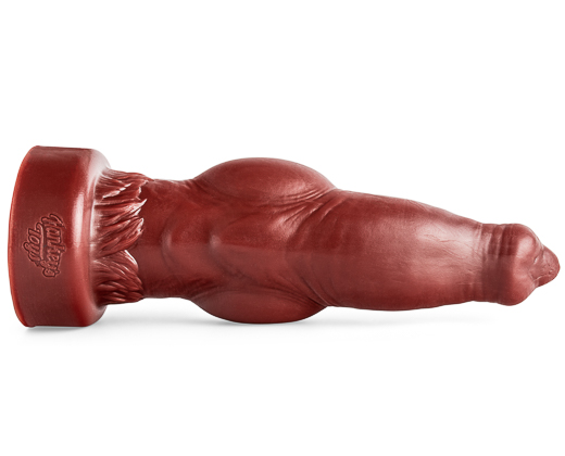 Red uber-realistic Dog Dildo replica sideways