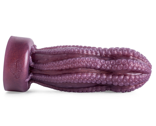 Hankey's Toys purple and tentacle grooved Hentai Dildo product placed on a white background